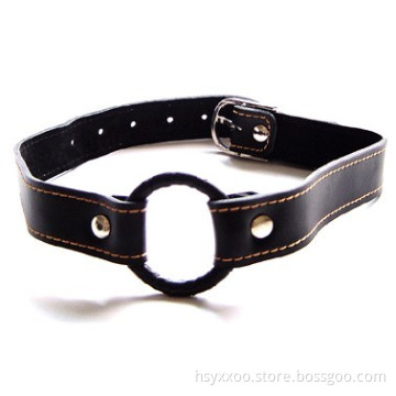 New Sex Toys Black Leather or Pvc Mouth Ring Band Open Mouth Gag O Ring for Women